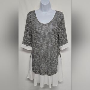 Le Lis M Tunic Top Semi Sheer Stretch Layered Look Pullover U Neck